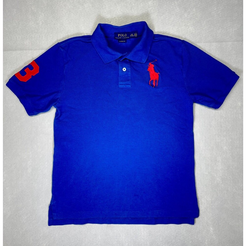 POLO RALPH LAUREN Shirt Youth Large (14-16) Blue Big Pony Logo #3 Classic Fit